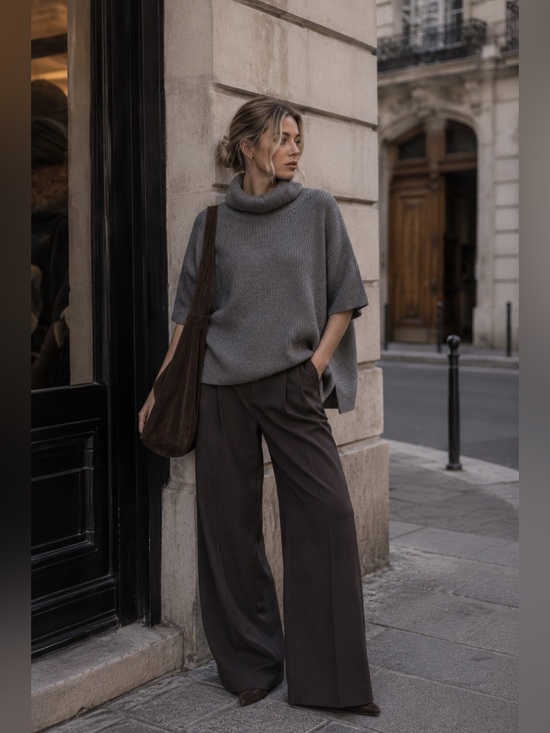 OAK + FORT Sweaters - Oak + Fort Grey Ribbed Turtleneck Sweater | Size M
